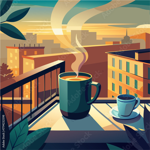 cup of coffee on the terrace