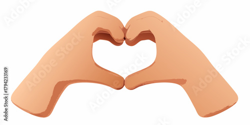 Two hands forming a heart shape on a white background symbolizing love and affection