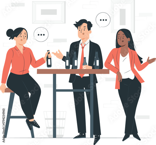 People at a table with drinks and bottles social gathering friends