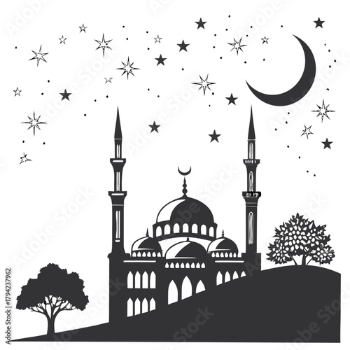 silhouette of mosque