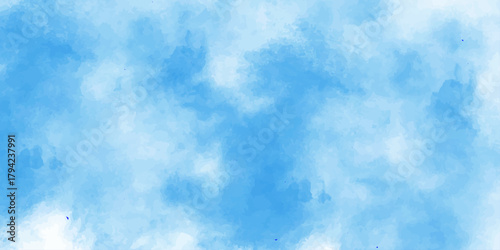 Beautiful abstract blue sky with white fluffy cumulus clouds on a clear summer day background