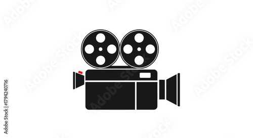 Retro movie camera vector illustration vintage film projector icon for cinema and video production isolated on white background