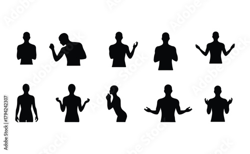 Human silhouettes displaying diverse gestures and body language