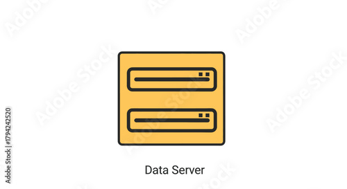 Data server icon flat vector illustration for network infrastructure isolated on white background