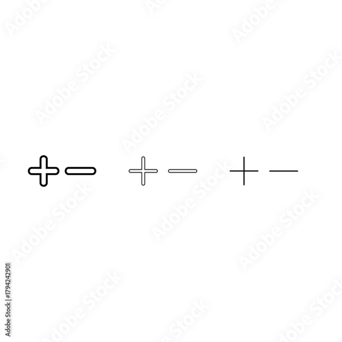 Minimalist outline symbols for addition subtraction multiplication and division on a clean white background representing mathematical operations