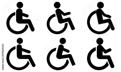 Accessibility icons for inclusivity and universal design, symbols for disabled access and mobility, promoting equal opportunity and awareness, vector