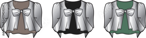 Elegant Bolero Jacket Illustrations in Various Colors for Fashion Design and Apparel Concepts
