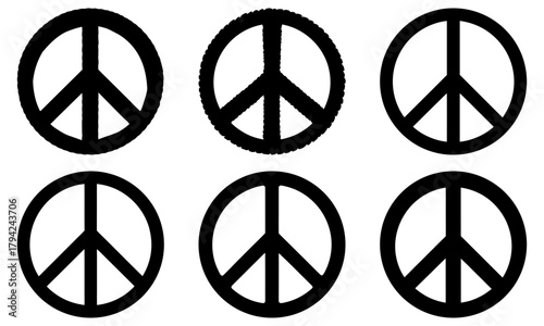 Peace symbols arrayed to promote harmony and understanding in a world seeking unity, perfect for advocacy and global cooperation initiatives