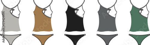 Variety of Women's Underwear Sets A Collection of Five Diverse Colors and Designs for Fashion