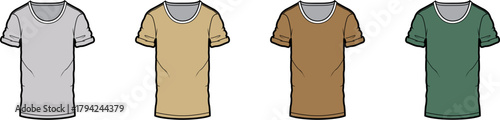 Various colorful t-shirt designs showcasing a range of neutral and earthy tones, perfect for fashion concepts