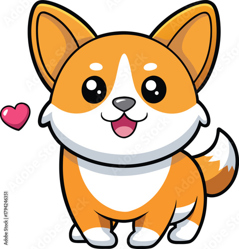 An adorable funny corgi with Love radiating happiness offers a symbol of affection its heart full of love and joy.