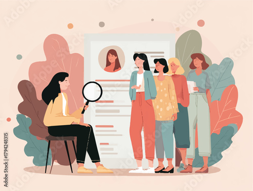 HR manager searching for job candidates applying for a position vacancy