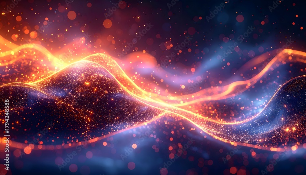 Fototapeta premium High Quality Abstract Blue and Orange Particle Wave Background