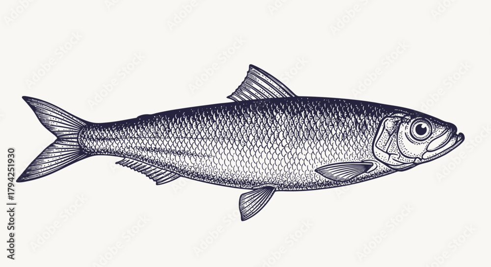 Fototapeta premium Herring fish illustration