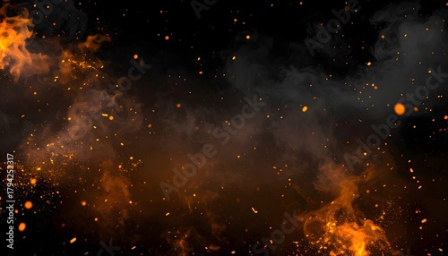 Abstract Fiery Bokeh and Particle Background