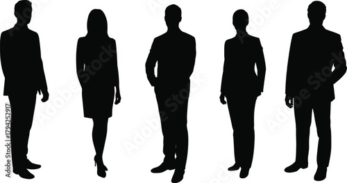 Canvas Print Business team silhouette, corporate diversity concept, professional attire illus