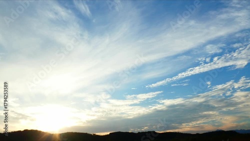 刻々と変わる夕暮れの美しく雄大な自然の光景