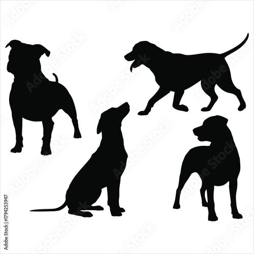 Dog Silhouettes in Sitting and Standing Positions
