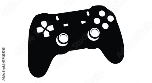 Abstract geometric shapes with bold color accents and a striking silhouette