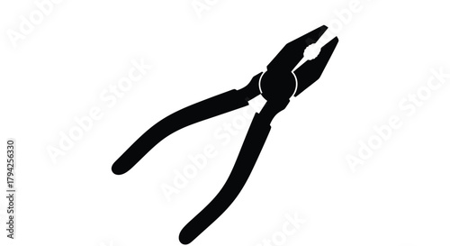 Abstract geometric pattern with bold red and blue shapes and a central silhouette element