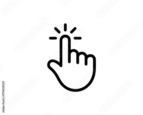 Illustration of a hand with the index finger extended as if pressing or pointing at something visible