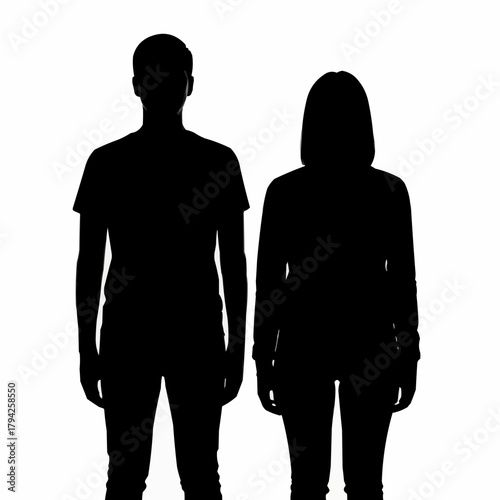 Silhouette of a man and a woman standing side by side.