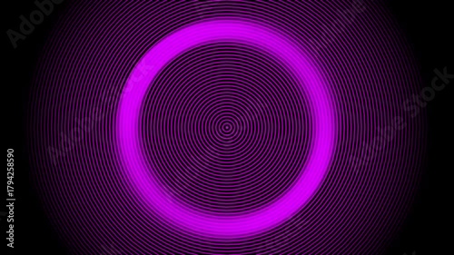 Abstract purple glowing concentric circle vortex with animation ring and hypnotic digital pulse effect