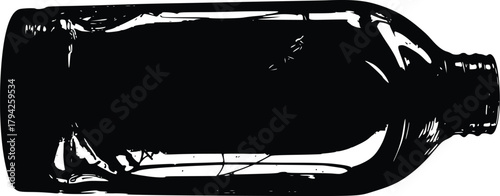 Black glass bottle, vintage container