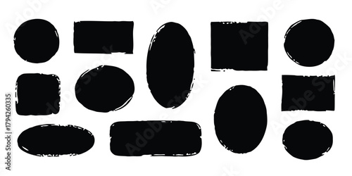 shapes, hand drawn, grunge, rough, textured, black, white, circle, oval, rectangle, square, frame, border, irregular, artistic, graphic, element, design, collection, set, illustration, abstract, organ