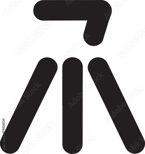 Abstract Tripod Icon for Photography, Videography, and Content Creation Equipment Design