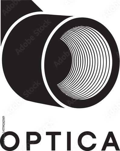 Modern Optica Logo Design with Abstract Lens Shape for Eye Care and Vision Services