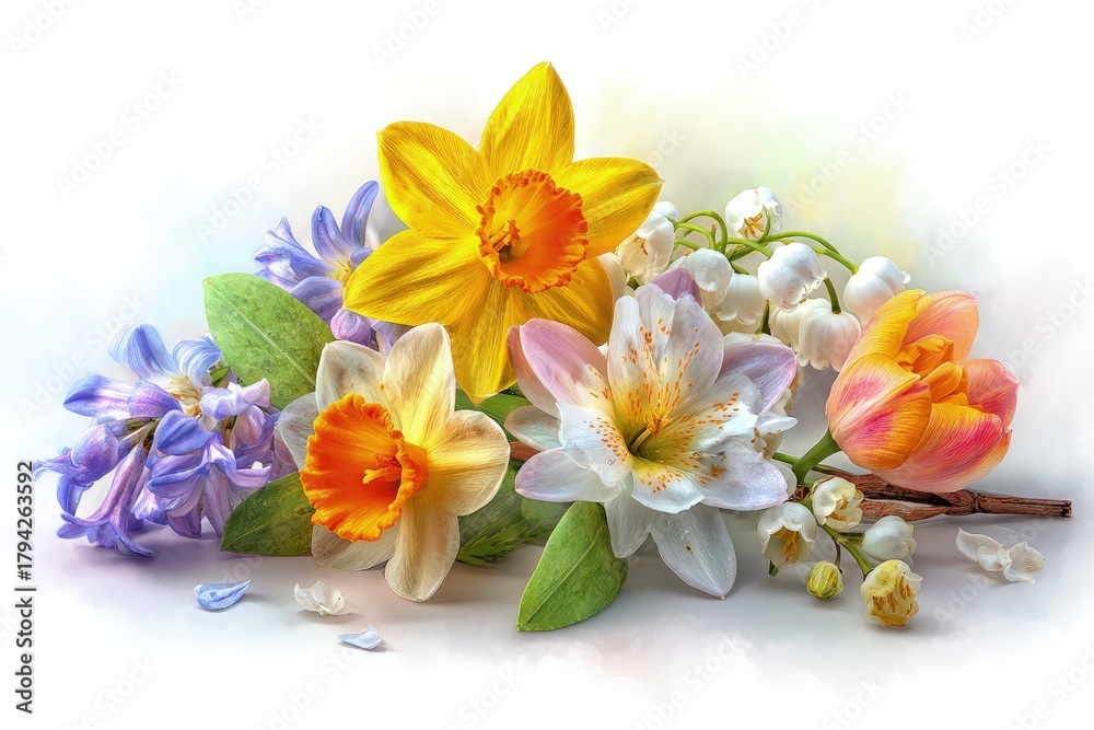 Naklejka premium Colorful Spring Floral Arrangement