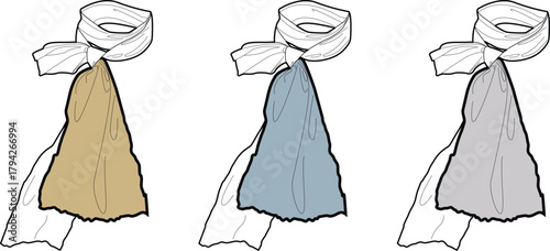 Illustrated collection of neckties in multiple colors, perfect for fashion designs or accessories