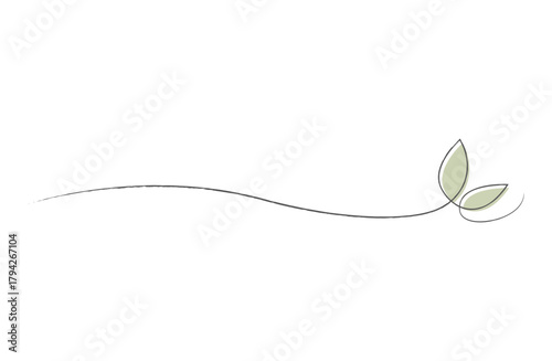 シンプルな鉛筆風手描きのリーフ付き下線のあしらい