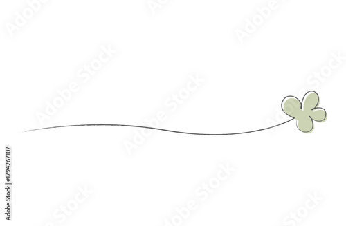 シンプルな鉛筆風手描きのクローバー付き下線のあしらい