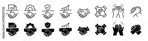 cogwheel, from, side., under, white, applause, description:, set, icon, with, partnership, document, black, business, solid, agreement, graph, rows., cooperation, including, trending, collection, nego