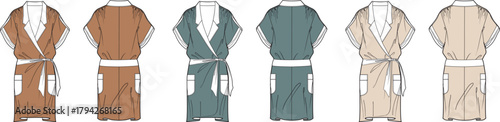 Collection of Bathrobe Designs in Various Colors, Perfect for Fashion and Apparel Projects