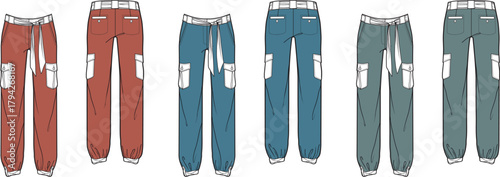 Collection of stylish cargo pants in various colors, perfect for casual and outdoor wear