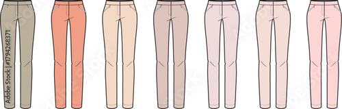 Stylish Women's Pants in Various Colors A Fashion Illustration for Design and Inspiration