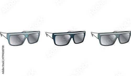 Modern Sunglasses Variations A Trio of Stylish Eyewear Designs for Protection and Fashion