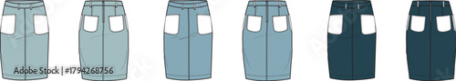 Jeans Variation A Range of Denim Washes for Stylish Bottoms, Front and Back Views, Fashion Forward