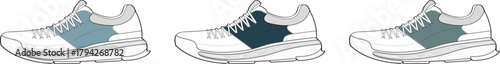 Stylish athletic shoe variations showcasing color palettes and modern design for active lifestyle