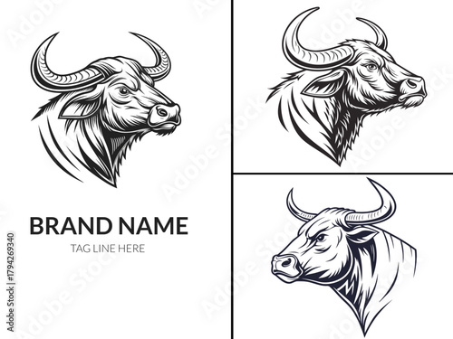 bull head vector, bull logo, bull illustration Stock Vector