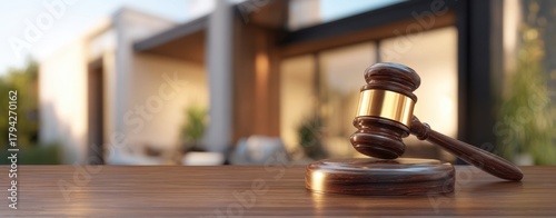The Gavel on Wooden Surface Symbolizing Real Estate Law and Property Judgment