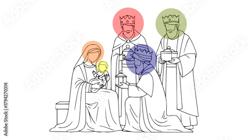 Three Wise Men Christmas Illustration.