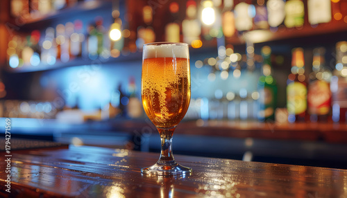 バーカウンターとビール