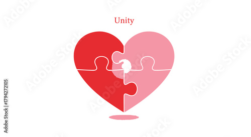 Heart shaped puzzle pieces coming together to form a symbol of unity and connection
