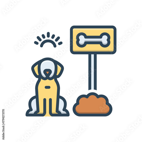 Color illustration icon for dog park