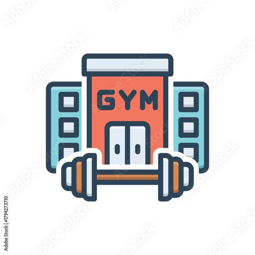 Color illustration icon for fitness center