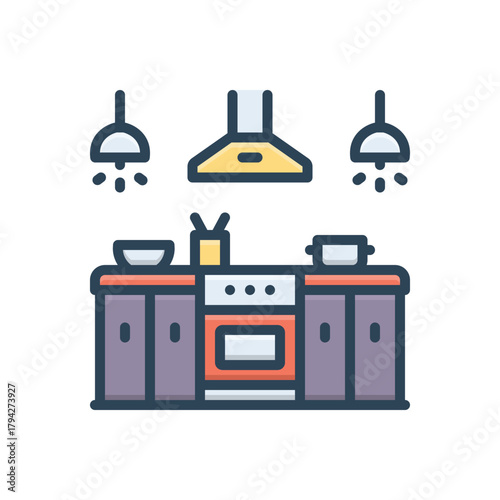 Color illustration icon for gourmet kitchen